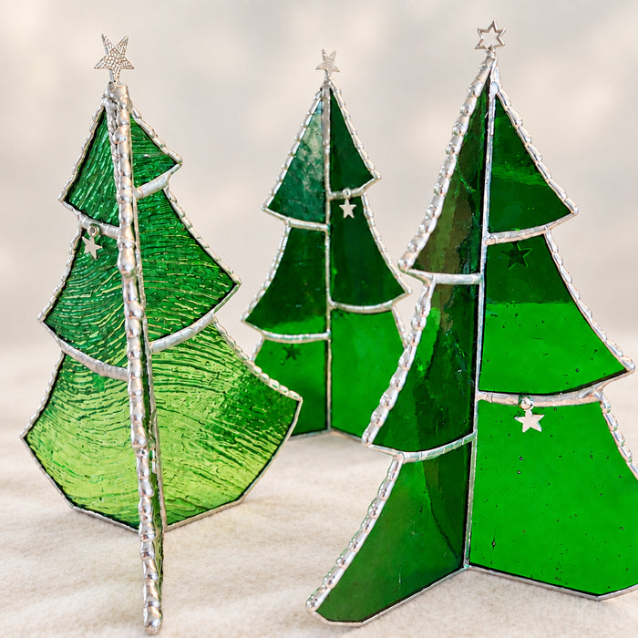 Stained glass standing Christmas trees