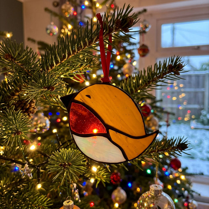 Christmas Robin Stained Glass Christmas Decorations
