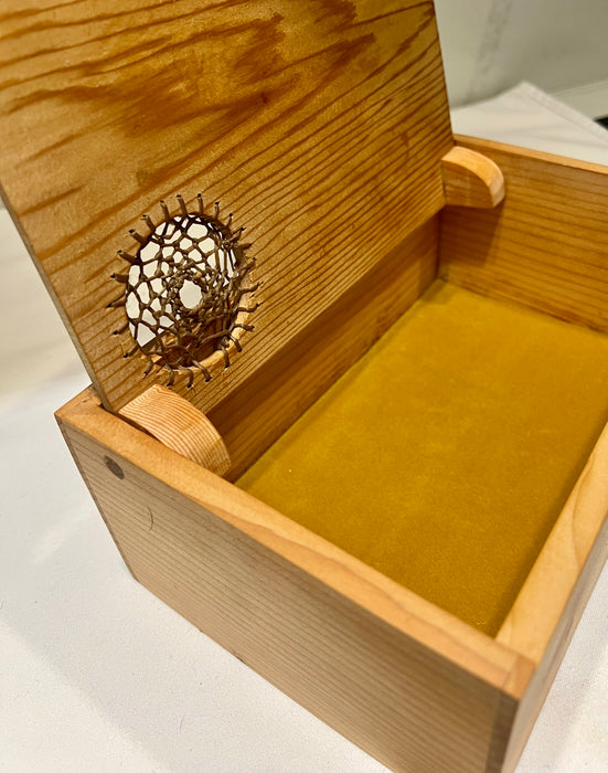 Redwood Cedar hinged lid box with dream catcher accent