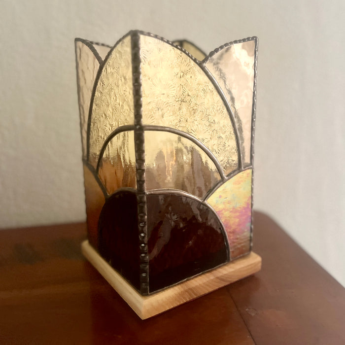 Art Nouveau inspired table pillar lamp
